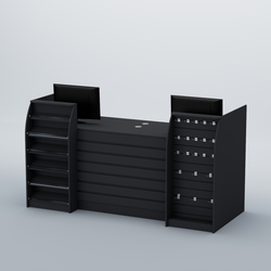 Ресепшен Атлант с накладными планками наклонными полками и экономпанелью №9, Антрацит