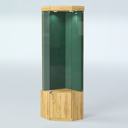 Угловая витрина для медалей ИС-331-А (задняя стенка бархат), Дуб Золотистый