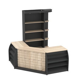 Комплект кассовой зоны с открытыми стеллажами малый №1, Черный + Дуб Сонома