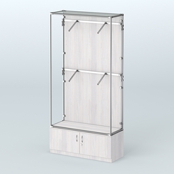 Торговая система ХРОМ (задняя стенка - ДСП) 1200 мм №3-4 с тумбой Т-21 и поручнями, Ясень Анкор светлый