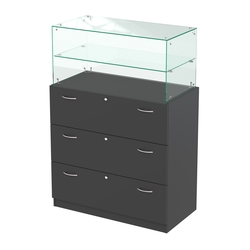 Прилавок из ДСП и стекла с выдвижными ящиками Селена-1, Черный