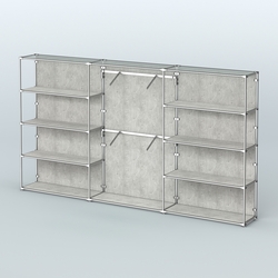 Торговая система ХРОМ (задняя стенка - ДСП) 3600 мм с полками ДСП и поручнями №6, Метрополитан Грей