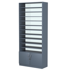 Стеллаж из ДСП с 10-ю полками 350x900 мм серии LEVEL-10 №13-1 (З/C - СТЕКЛО), Темно-Серый