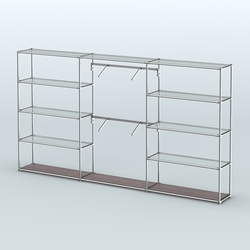 Торговая система ХРОМ без ДСП 3600 мм с прозрачными полками и поручнями №6, Ясень Анкор темный