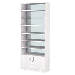 Стеллаж из ДСП с 6-ю полками 300x900 мм серии LEVEL-6 №12-2 (З/C - ЗЕРКАЛО), Ясень Анкор светлый