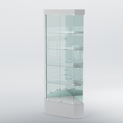 Витрина для музеев "Коллекция" №19 угловая с полками, Белый