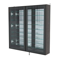 Витрина настенная №4-6А зеркальная с девятью полками серии Collecto, Дуб Венге