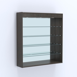 Витрина настенная №204-4Г зеркальная с прозрачными полками и подсветкой, Дуб Венге