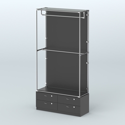 Торговая система ХРОМ (задняя стенка - ДСП) 1200 мм №1-2 с тумбой Т-14 и поручнями, Черный