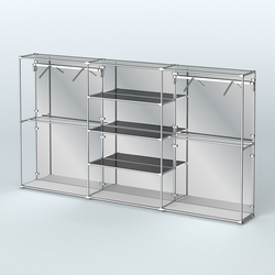 Торговая система ХРОМ (задняя стенка - зеркало) 3600 мм с тонированными полками и поручнями №10, Серый