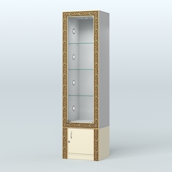 Витрина с декором и накопителем №ВБА-2С, Серый + Крем Вайс