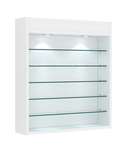 Витрина настенная №1-7Г открытая с пятью полками и верхним светом, Белый