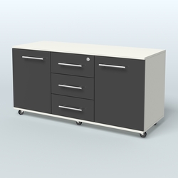 Тумба сервисная Индиго с 3 ящиками с замком и 2 фасадами, Белый и Черный