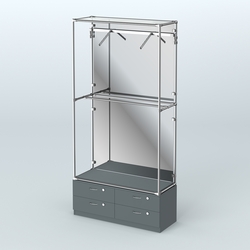 Торговая система ХРОМ (задняя стенка - зеркало) 1200 мм №4-2 с тумбой Т-14 и поручнями, Темно-Серый