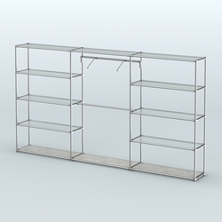 Торговая система ХРОМ без ДСП 3600 мм с прозрачными полками и поручнями №9, Метрополитан Грей