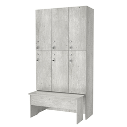 Шкаф для раздевалок с задвижной скамейкой КОМБО-Дуо №3-2, Метрополитан Грей