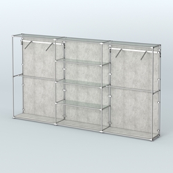 Торговая система ХРОМ (задняя стенка - ДСП) 3600 мм с прозрачными полками и поручнями №10, Метрополитан Грей