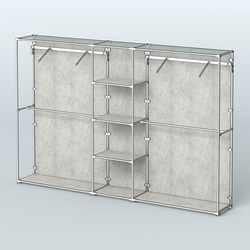 Торговая система ХРОМ (задняя стенка - ДСП) 3030 мм с полками ДСП и поручнями №12, Метрополитан Грей