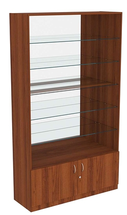 Витрина СЭСП-О №1-1-400 (З/C - Зеркало) со стеклянными полками, Орех