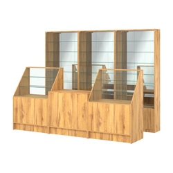 Комплект витрин с регулировочными полками NE-6 №12-2 и прилавков ЭК-7, Дуб Золотистый