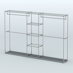 Торговая система ХРОМ без ДСП 3030 мм с прозрачными полками и поручнями №4, Темно-Серый