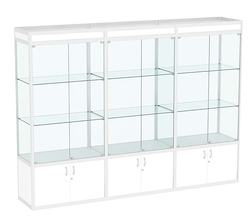 Витрина стеклянная алюминиевая модульная с прозрачной стенкой ВСА-9, Белый
