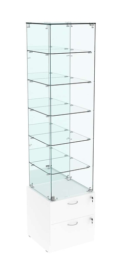 Витрина ХРУСТАЛЬ №508 стаканчик (задняя стенка - зеркало), Белый