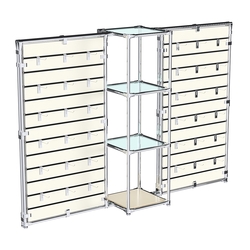 Хромированное вешало ЩИТ №2-1 с полками стекло 6мм, Крем Вайс