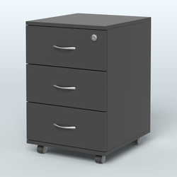 Тумба мобильная с 3 ящиками и замком Индиго Вуд, цвет дуб светлый + белый, Черный