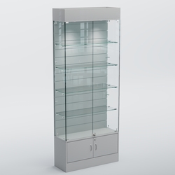 Витрина СЕТЬ №4-П с экономпанелью и полками, Серый