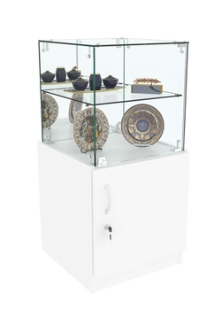 Торговый пристенный прилавок Зеркало с квадратными полками №110 (закрытый), Белый