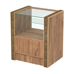 Недорогой прилавок малый с декоративными молдингами №ПДМ-3-600, Дуб Канзас коричневый