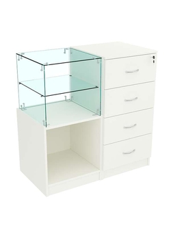 Прилавок двухсекционный Истра с квадратным накопителем №10+13, Белый