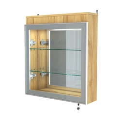 Витрина настенная №1-4А с подсветкой и зеркалом серии Collecto, Дуб Золотистый