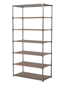 Пристенный торговый стеллаж ЛАЙТ с глубокими полками ДСП №4, Орех