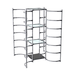 Хромированное вешало ДУГА №4-1 с полками стекло 6 мм, Черный