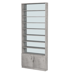 Стеллаж из ДСП с 7-ю полками 150x900 мм серии LEVEL-7 №9-2 (З/C - ЗЕРКАЛО), Бетон Чикаго светло-серый F186 ST9