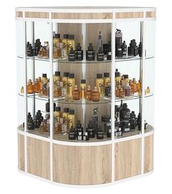 Витрина из профиля островная закругленная с секторами №1, Дуб сонома