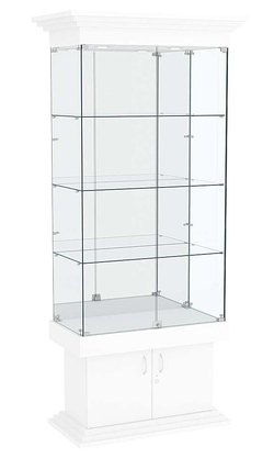Витрина широкая с тремя полками и зеркалом ДОНЖОН №3, Белый