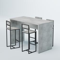 Комплект барный стол "Кофе-брейк" №1 и стулья, Метрополитан Грей