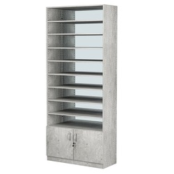 Стеллаж из ДСП с 8-ю полками 350x900 мм серии LEVEL-8 №13-2 (З/C - ЗЕРКАЛО), Метрополитан Грей