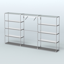 Торговая система ХРОМ без ДСП 3600 мм с зеркальными полками и поручнями №9, Черный