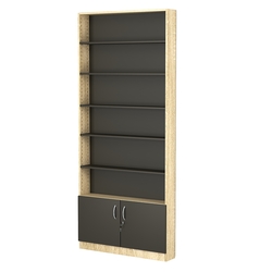 Стеллаж из ДСП с 5-ю полками 150x900 мм серии LEVEL-5 №9 (З/C - ДВП), Дуб Сонома + Черный