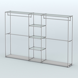 Торговая система ХРОМ без ДСП 3030 мм с прозрачными полками и поручнями №4, Серый