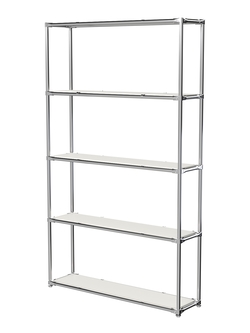Торговый хромированный стеллаж с полками ДСП №3, Белый