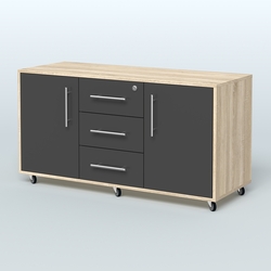 Тумба приставная Брента, цвет белый, Дуб Сонома + Черный