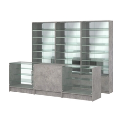 Комплект витрин с наклонными полками SL-6 №12-2 и прилавков ЭК-4, Бетон Чикаго светло-серый F186 ST9
