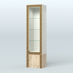 Витрина из ДСП с декором №ВБА-2, Белый + Дуб Сонома