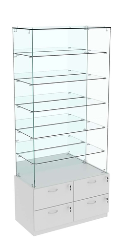 Витрина ХРУСТАЛЬ №607 прямоугольная (задняя стенка - зеркало), Серый