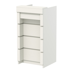 Торговый кассовый прилавок на колесах с утопленным фасадом №УФК-2-1, Белый